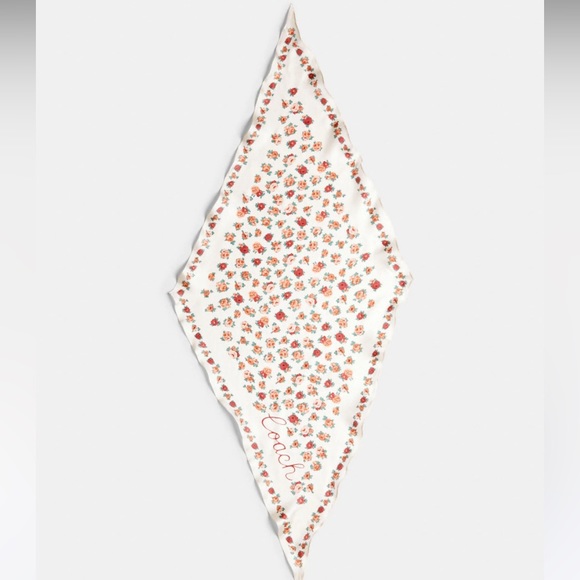 COACH 100% Silk Cream Diamond Scarf - Picture 9 of 10